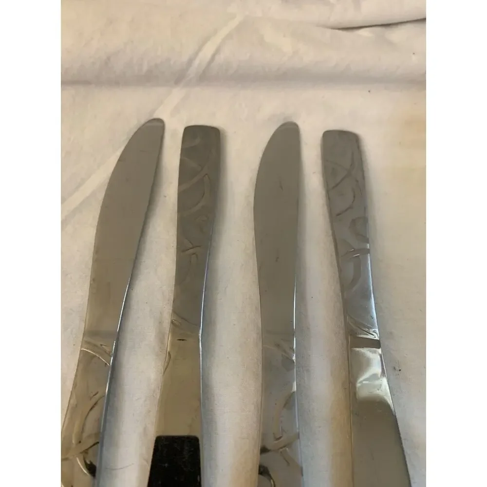 Cambridge Conquest Sand Knifes Stainless Steel Lot 4 Vintage Flatware China